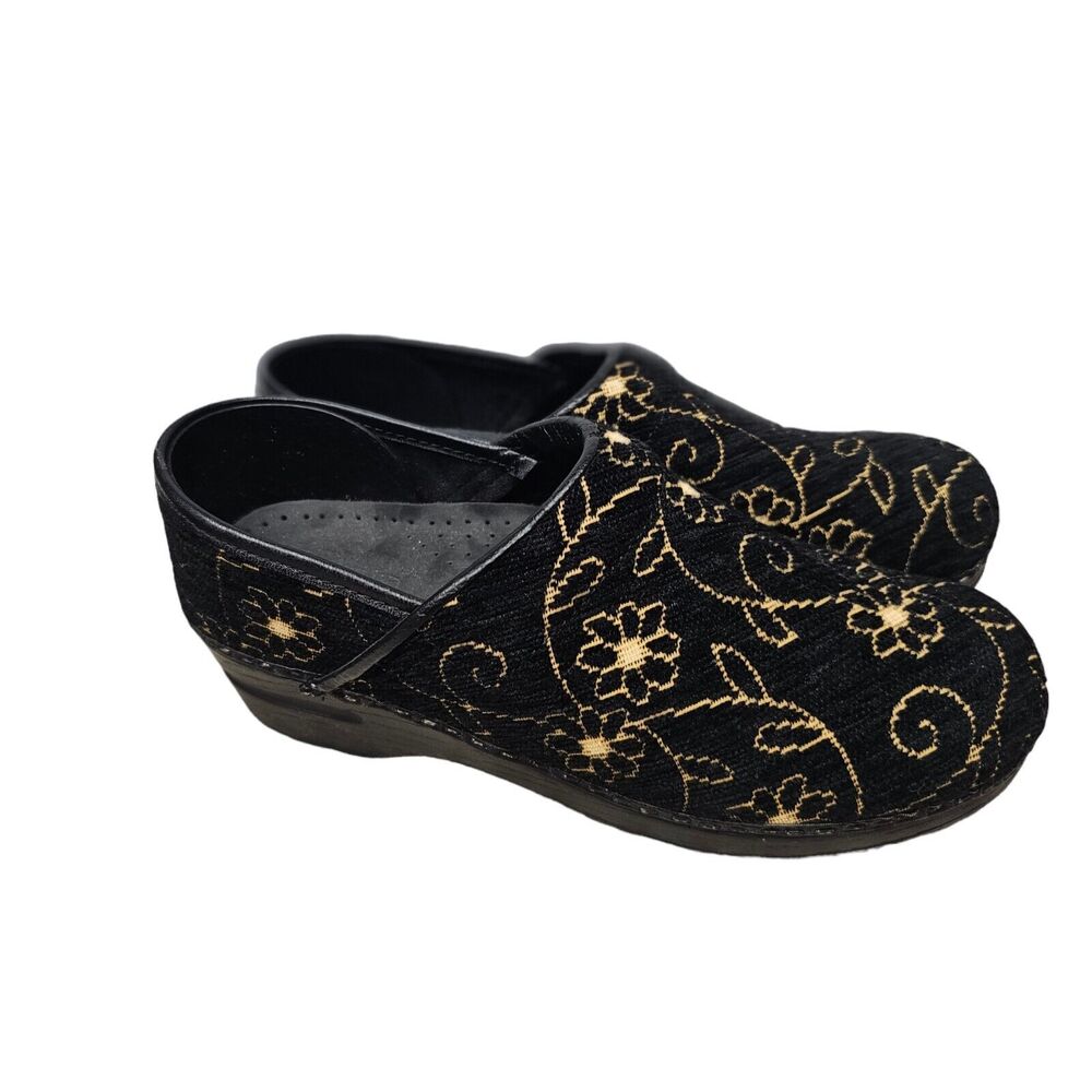 SANITA‎ Clogs Floral Fabric Clogs Corduroy Shoes Leather 39 - Picture 5 of 6